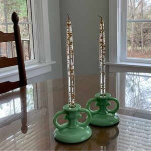 MCM Vintage Lucite Gold Fleck Taper Candles (Set of 2) (candles only)